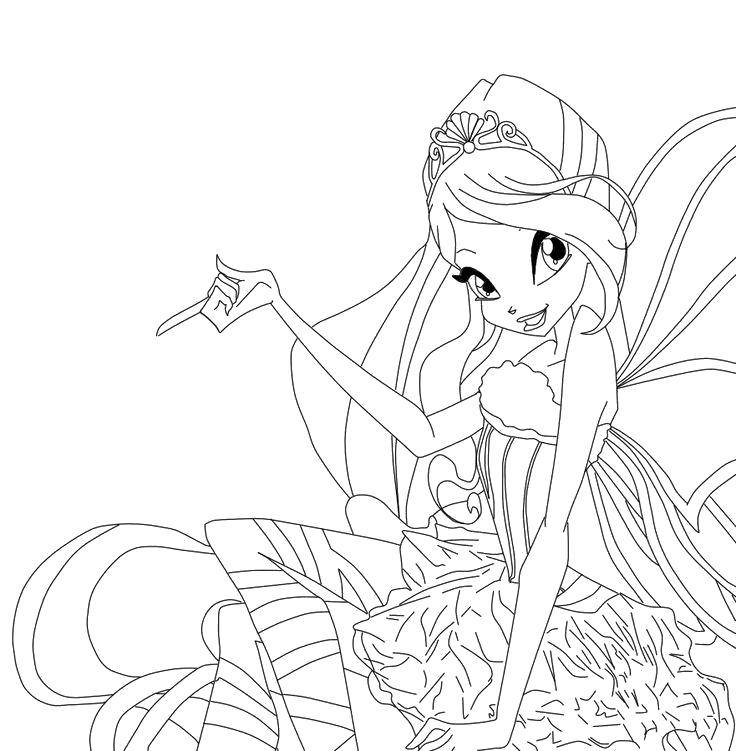 Coloring Bloom in tiara. Category Winx. Tags:  Character cartoon, Winx.