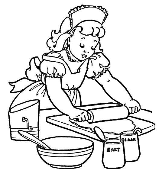 Coloring Girl hostess. Category Cooking. Tags:  Cook, food.
