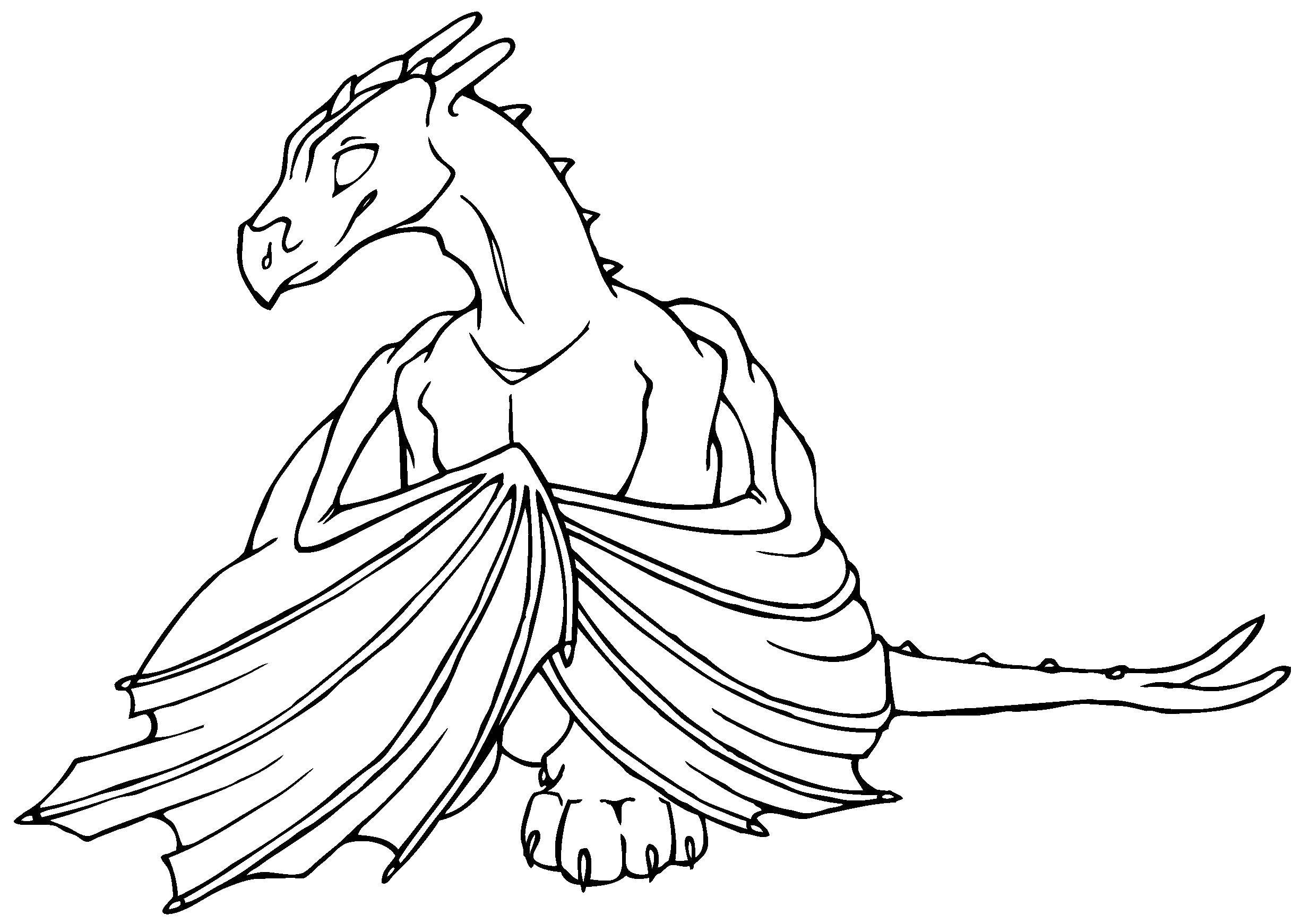 Coloring The dragon closed wings. Category Dragons. Tags:  dragons, dragon, wings.