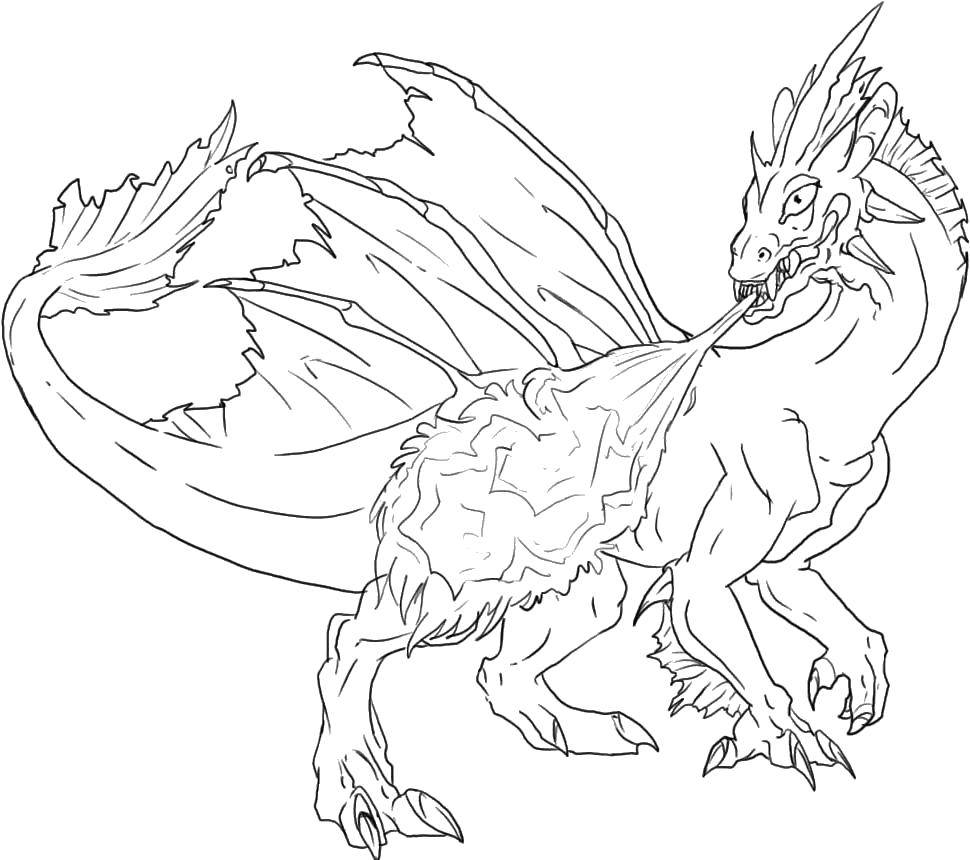 Coloring Breath of fire. Category Dragons. Tags:  Dragons, fire.