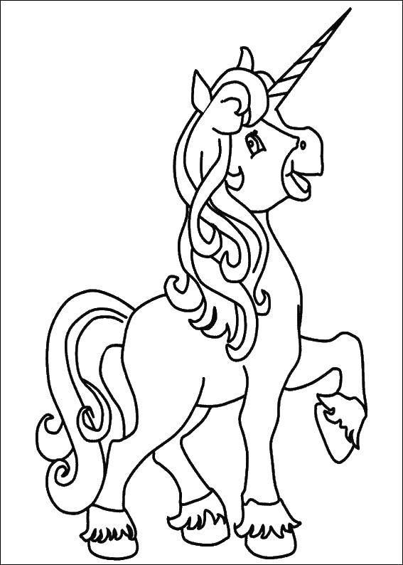 Название: Раскраска Единорог. Категория: лошади. Теги: лошади, единороги, рог, сказки.