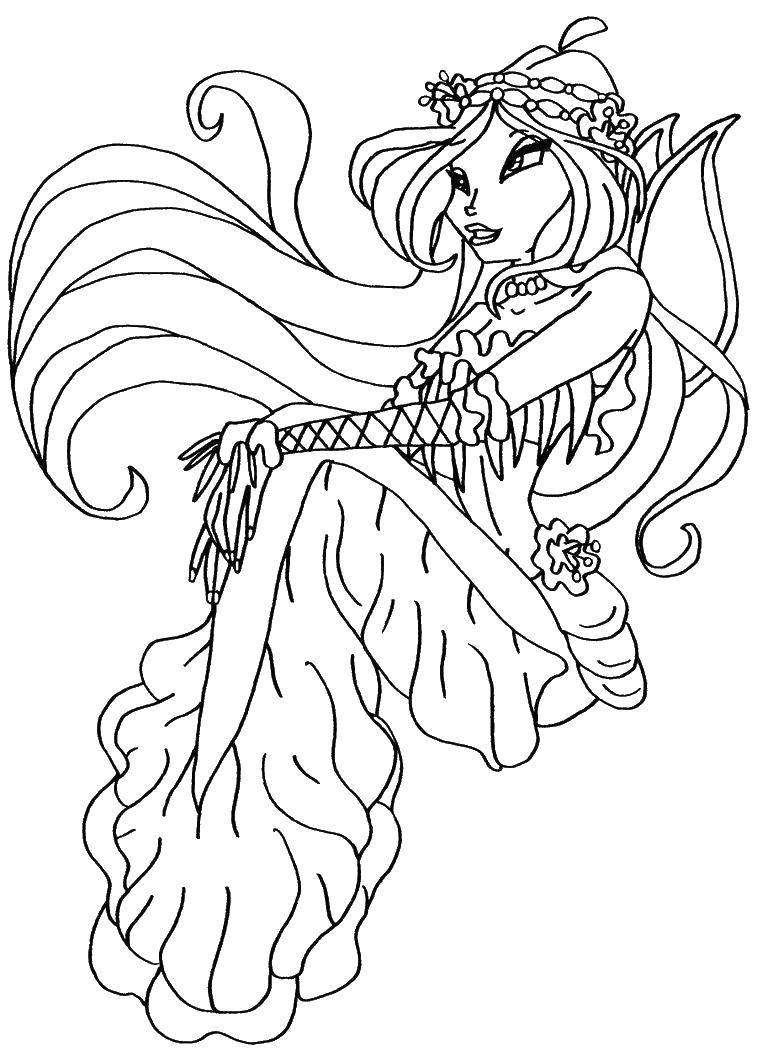 Coloring Flora became a mermaid. Category Winx. Tags:  Character cartoon, Winx.