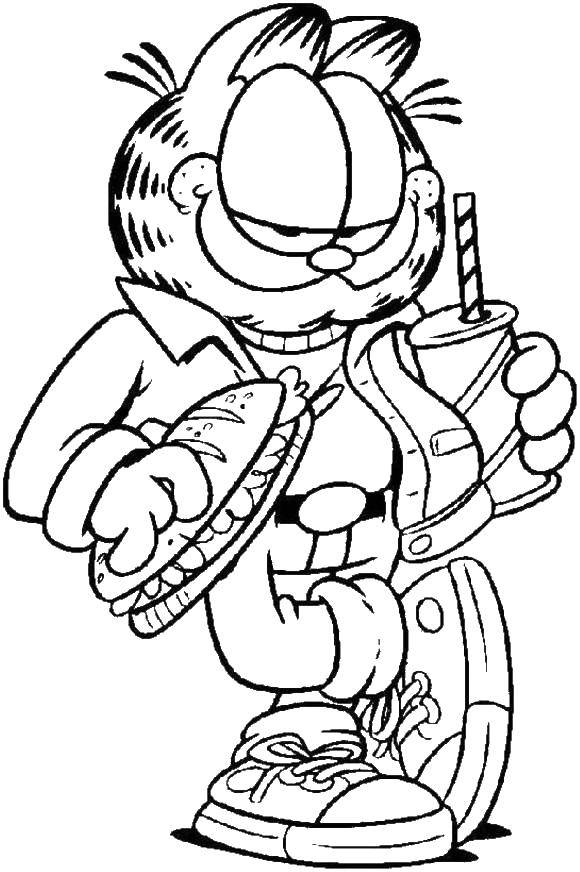 Coloring Garfield with food. Category cartoons. Tags:  cartoons Garfield, cat.
