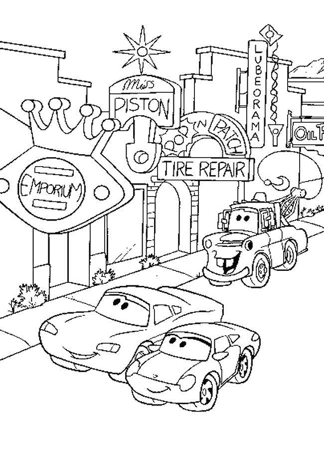 Coloring The city of cartoon cars. Category Wheelbarrows. Tags:  cartoons Cars, cars.
