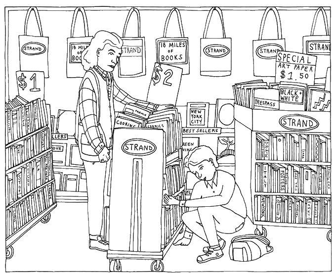 Название: Раскраска Книжный магазин. Категория: Город. Теги: Магазин.