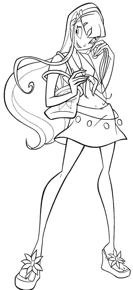 Coloring Beach dress Stella. Category Winx. Tags:  Character cartoon, Winx.