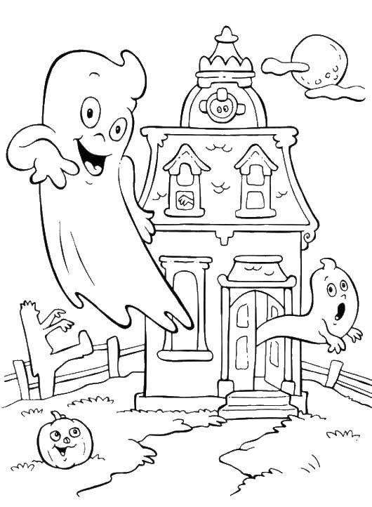 Coloring Ghosts live in this house. Category Halloween. Tags:  Halloween Ghost, .