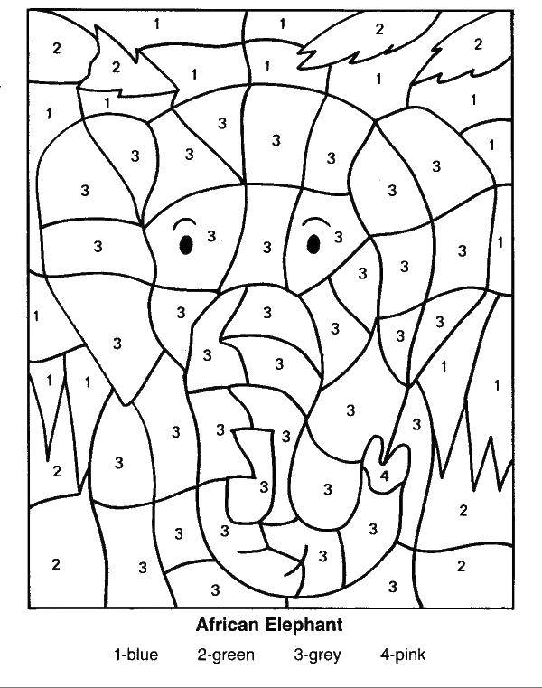 Coloring Color by numbers elephant pattern. Category That number. Tags:  The sample numbers.