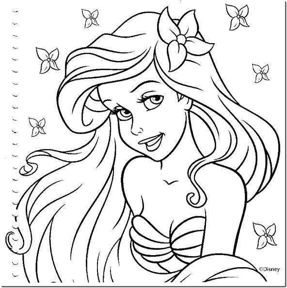 Coloring Redhead Ariel. Category Disney coloring pages. Tags:  Disney, the little mermaid, Ariel.