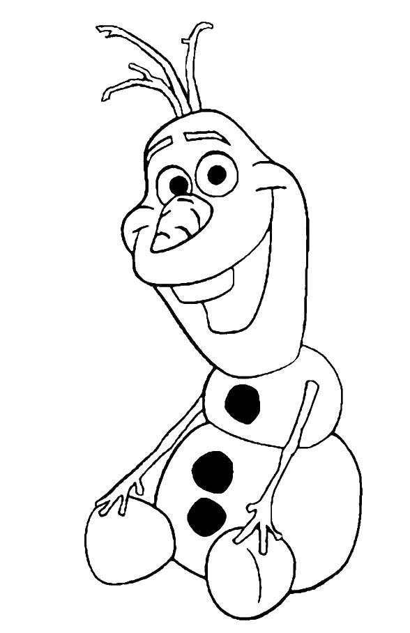 Coloring The snowman from the movie. Category Disney coloring pages. Tags:  Disney, Elsa, frozen, Princess.