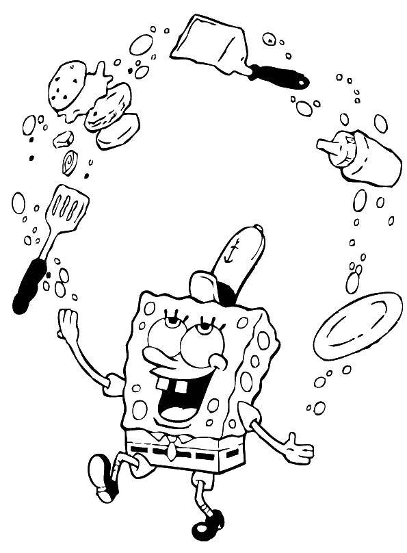 Coloring Spongebob plays in the kitchen. Category Cartoon character. Tags:  Cartoon character, spongebob, spongebob.