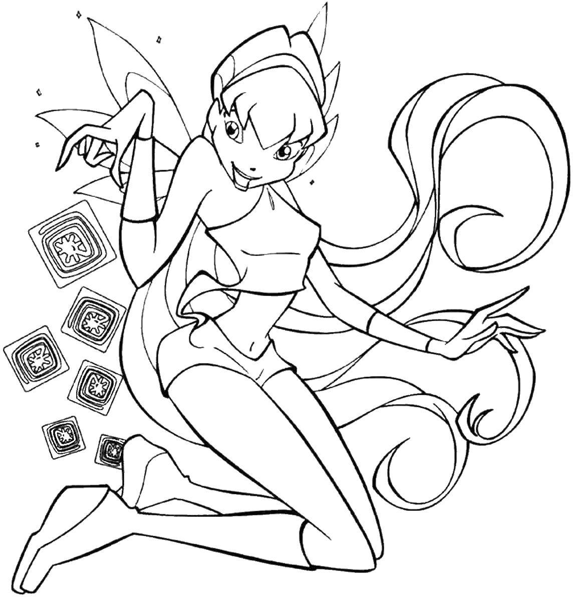 Coloring Stella and cards. Category Winx. Tags:  Character cartoon, Winx.