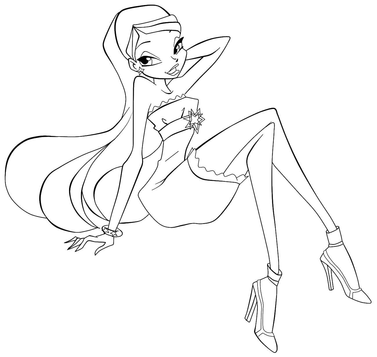 Coloring Stella posing. Category Winx. Tags:  Character cartoon, Winx.