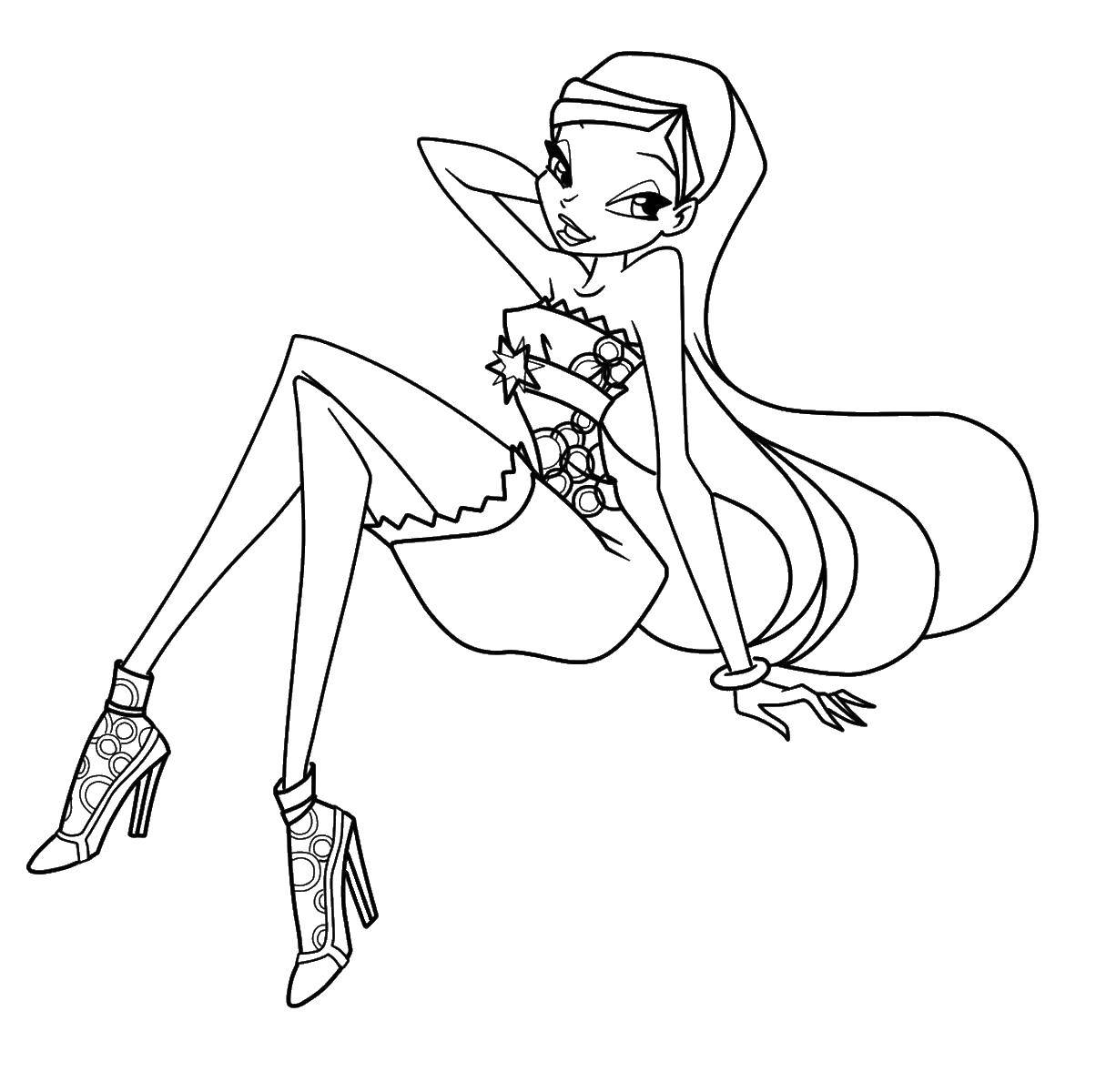 Coloring Stella in a beautiful dress. Category Winx. Tags:  Stella, Winx.