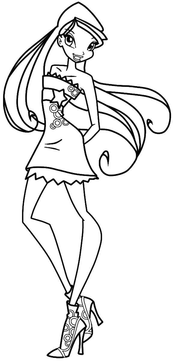 Coloring Stella in platice. Category Winx. Tags:  Character cartoon, Winx.