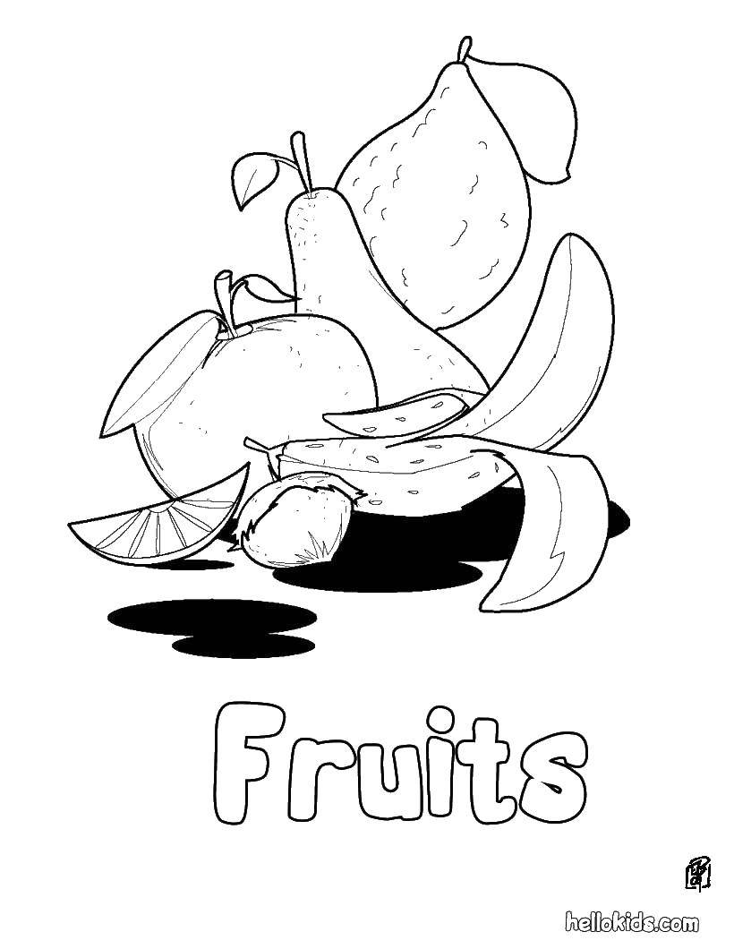 Название: Раскраска Свежие фрукты. Категория: Фрукты. Теги: фрукты, еда.