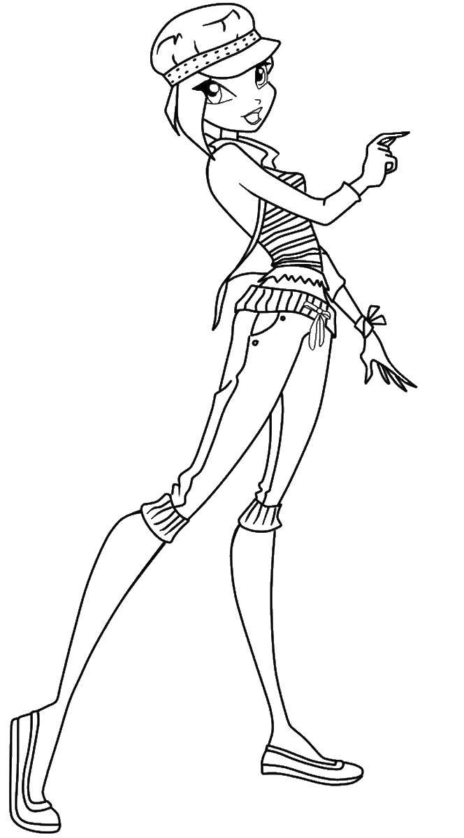 Coloring Tecna is wearing a hat. Category Winx. Tags:  Character cartoon, Winx.