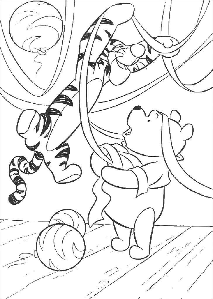 Coloring Tigger and Pooh. Category Disney coloring pages. Tags:  Disney, cartoons, Winnie the Pooh.