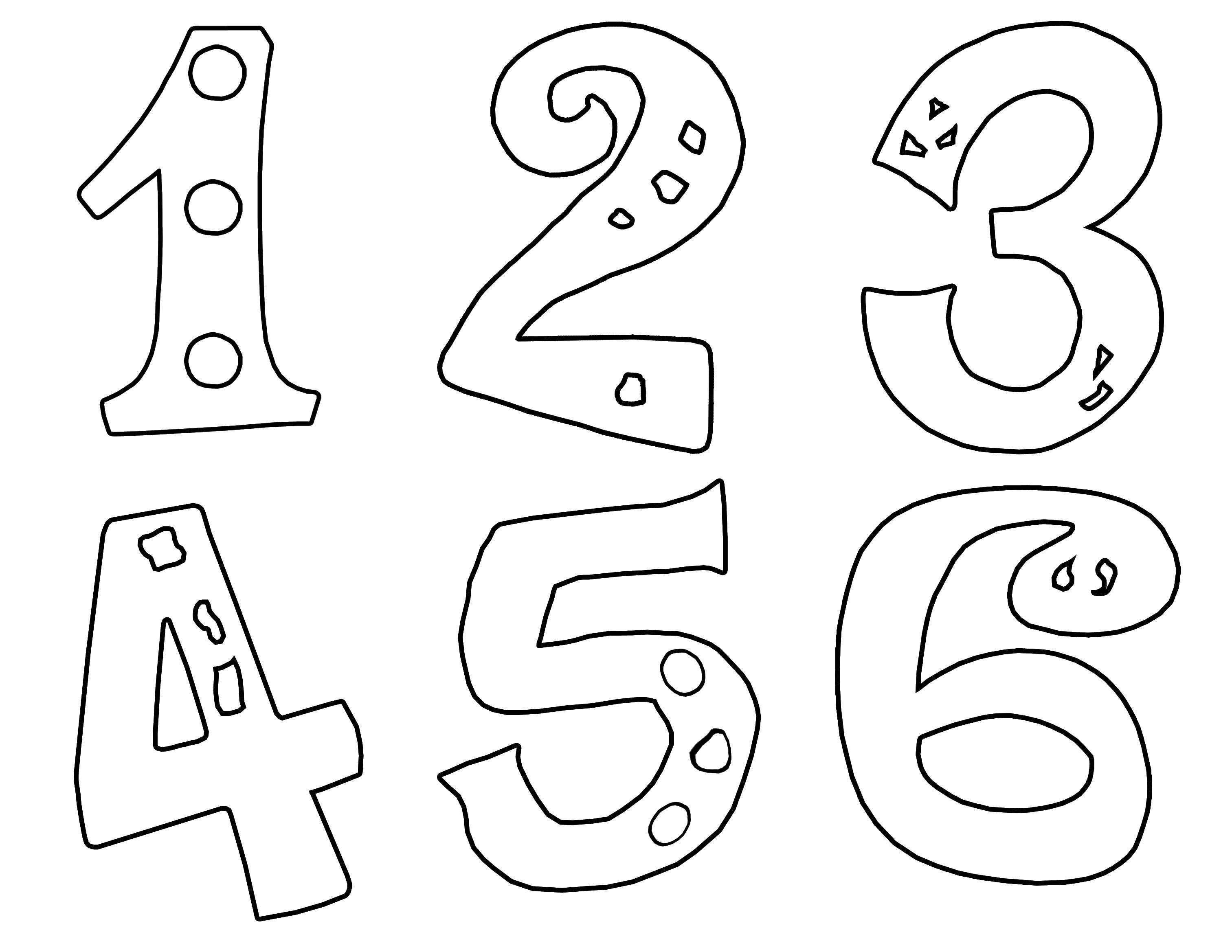 Название: Раскраска Цифры от 1 до 6. Категория: Цифры. Теги: цифры, номера, числа.