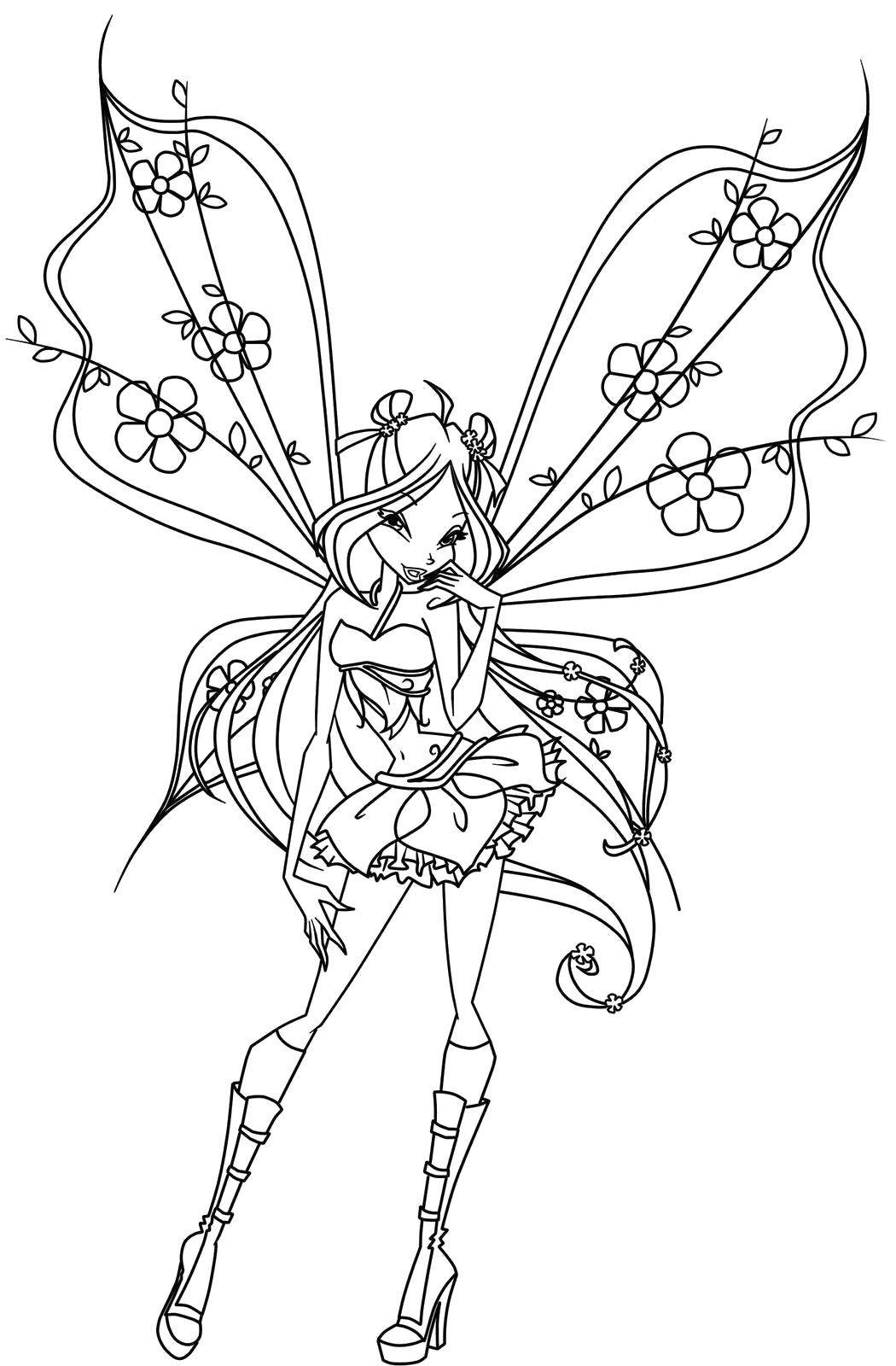 Coloring Floral wings bloom. Category Winx. Tags:  Character cartoon, Winx.