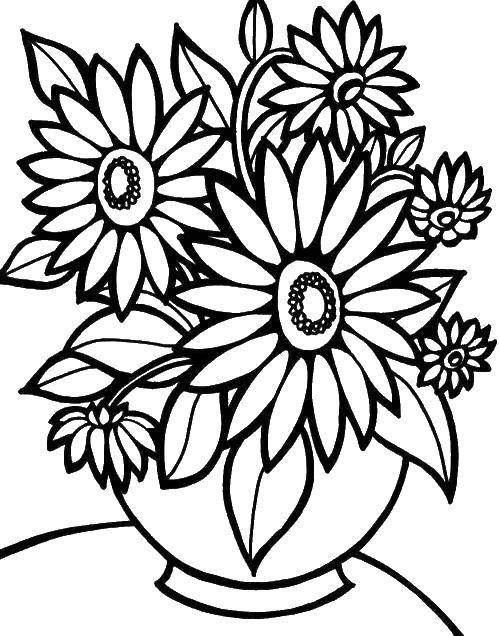 Coloring The flowers stand in a vase. Category Flowers. Tags:  Flowers, bouquet, vase.