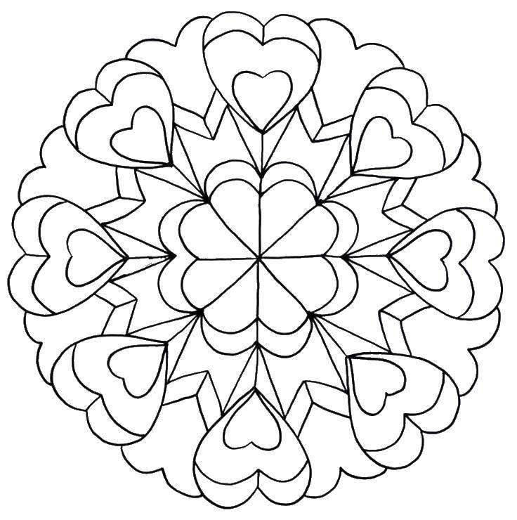 Coloring Pattern heart. Category patterns. Tags:  The antistress, hearts.