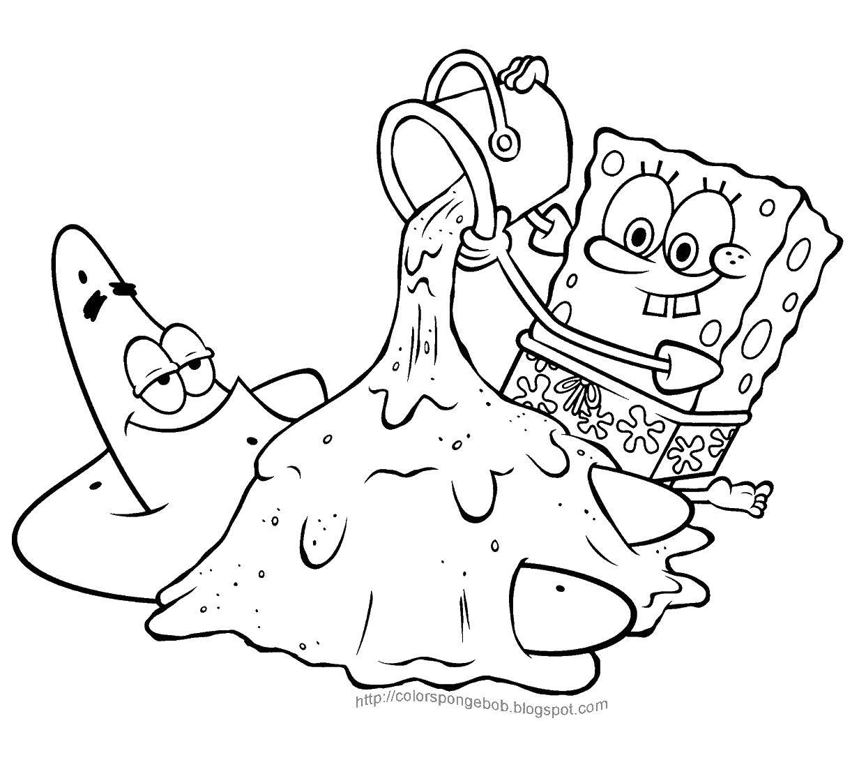 Coloring Fall asleep sand Patrick. Category Spongebob. Tags:  Cartoon character, spongebob, spongebob, Patrick.