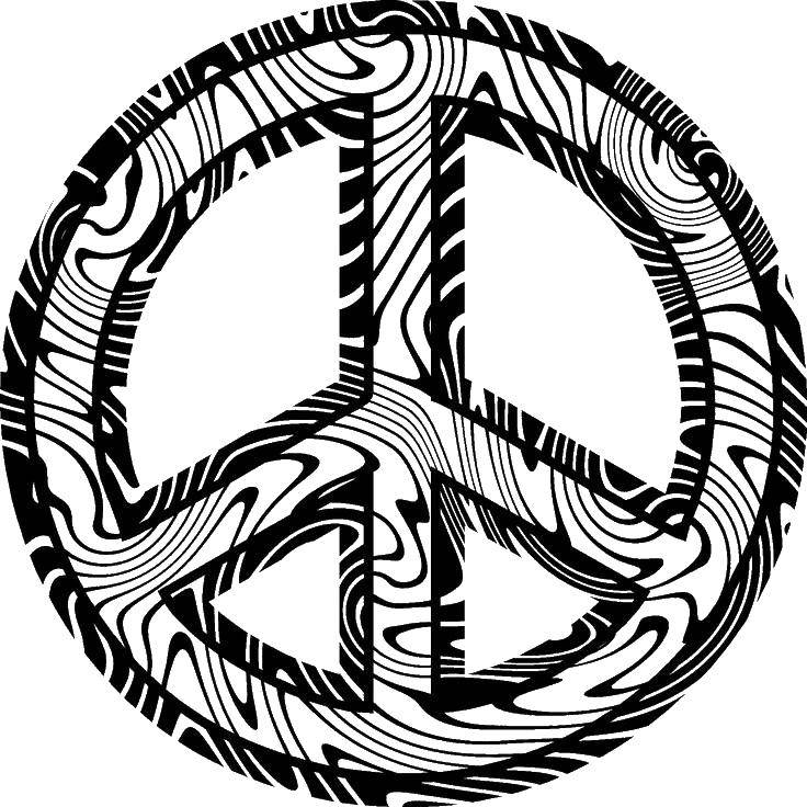 Coloring Peace sign hippie. Category coloring. Tags:  signs, peace, hippie.