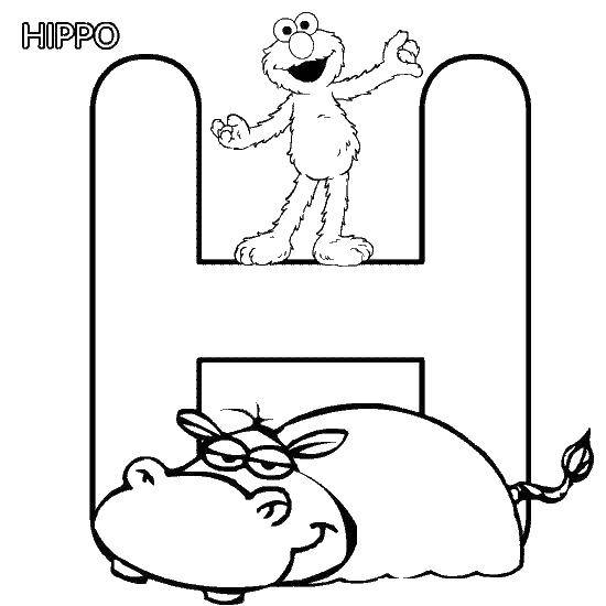 Coloring English alphabet Hippo. Category English alphabet. Tags:  The English alphabet, Hippo.