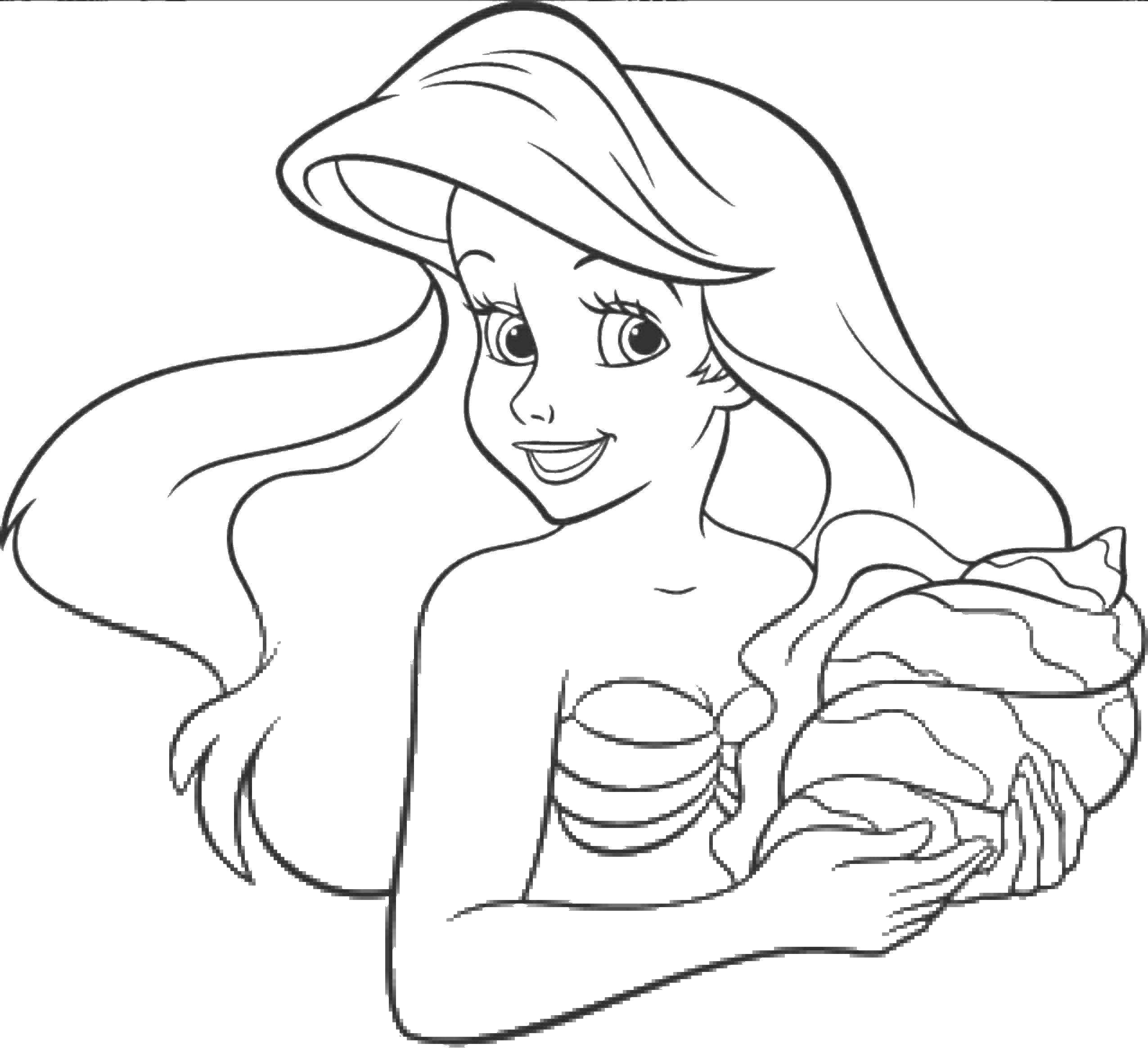 Coloring Large shell Ariel. Category The little mermaid. Tags:  Disney, the little mermaid, Ariel.
