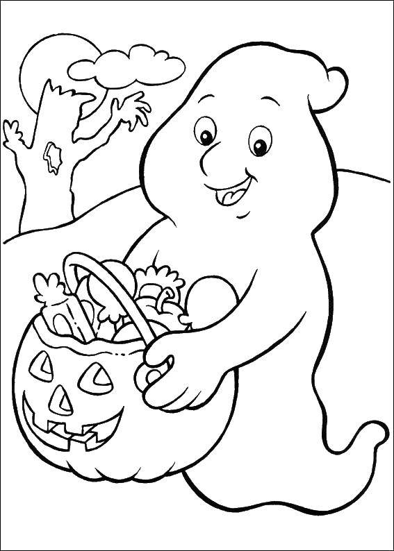 Coloring The Ghost of sweets in the pumpkin. Category Halloween. Tags:  Halloween Ghost, .