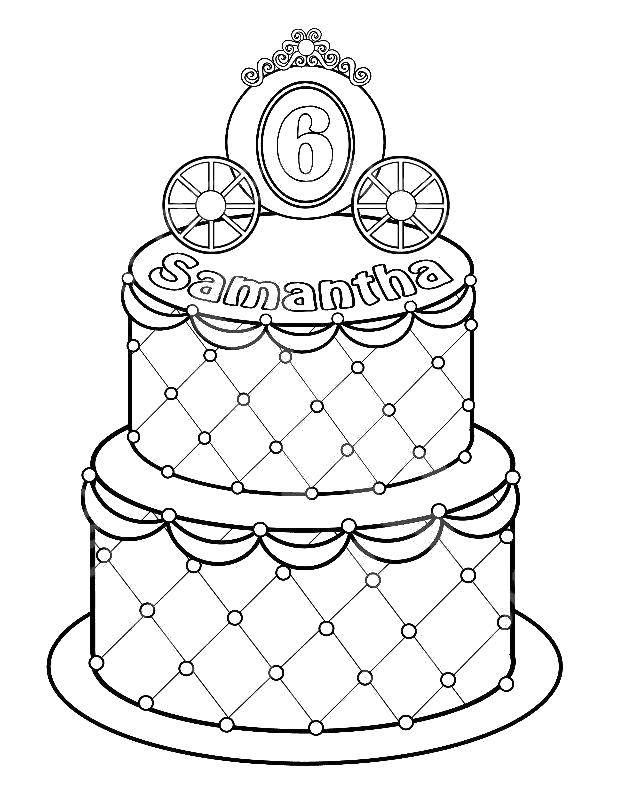 Название: Раскраска Саманте 6 лет. Категория: день рождения. Теги: Торт, еда, праздник.