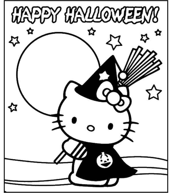 Coloring Happy Halloween. Category Halloween. Tags:  Hello Kitty, Halloween.