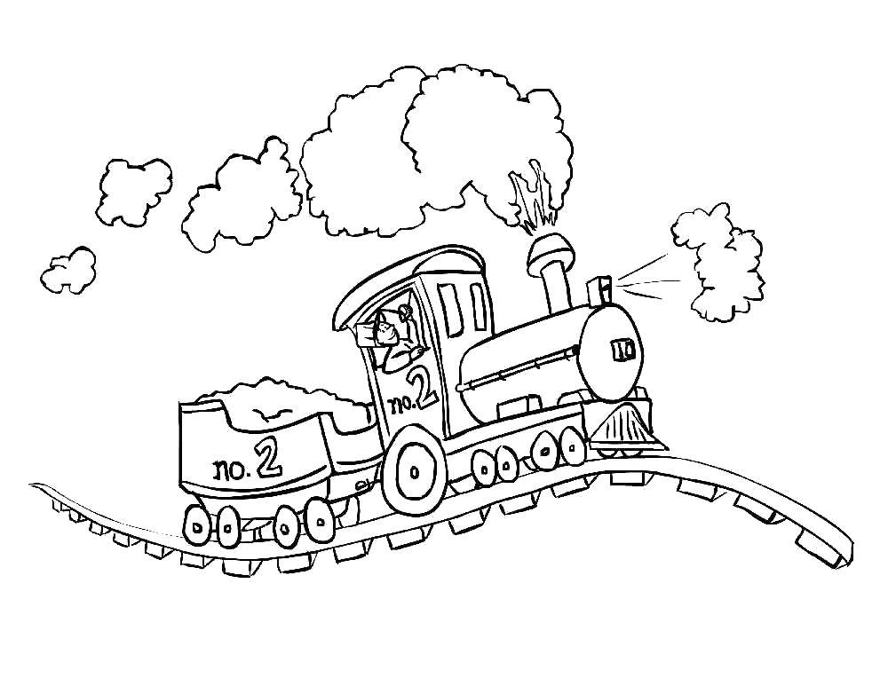 Название: Раскраска Спешим по рельсам. Категория: поезд. Теги: Поезд, рельсы.