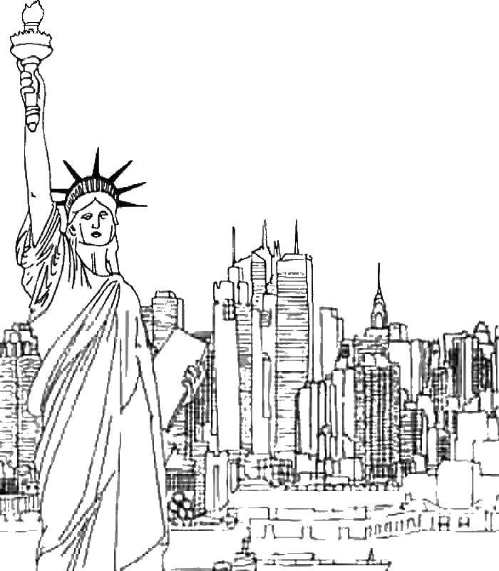 Название: Раскраска Статуя свободы. Категория: Город. Теги: город, статуя свободы.