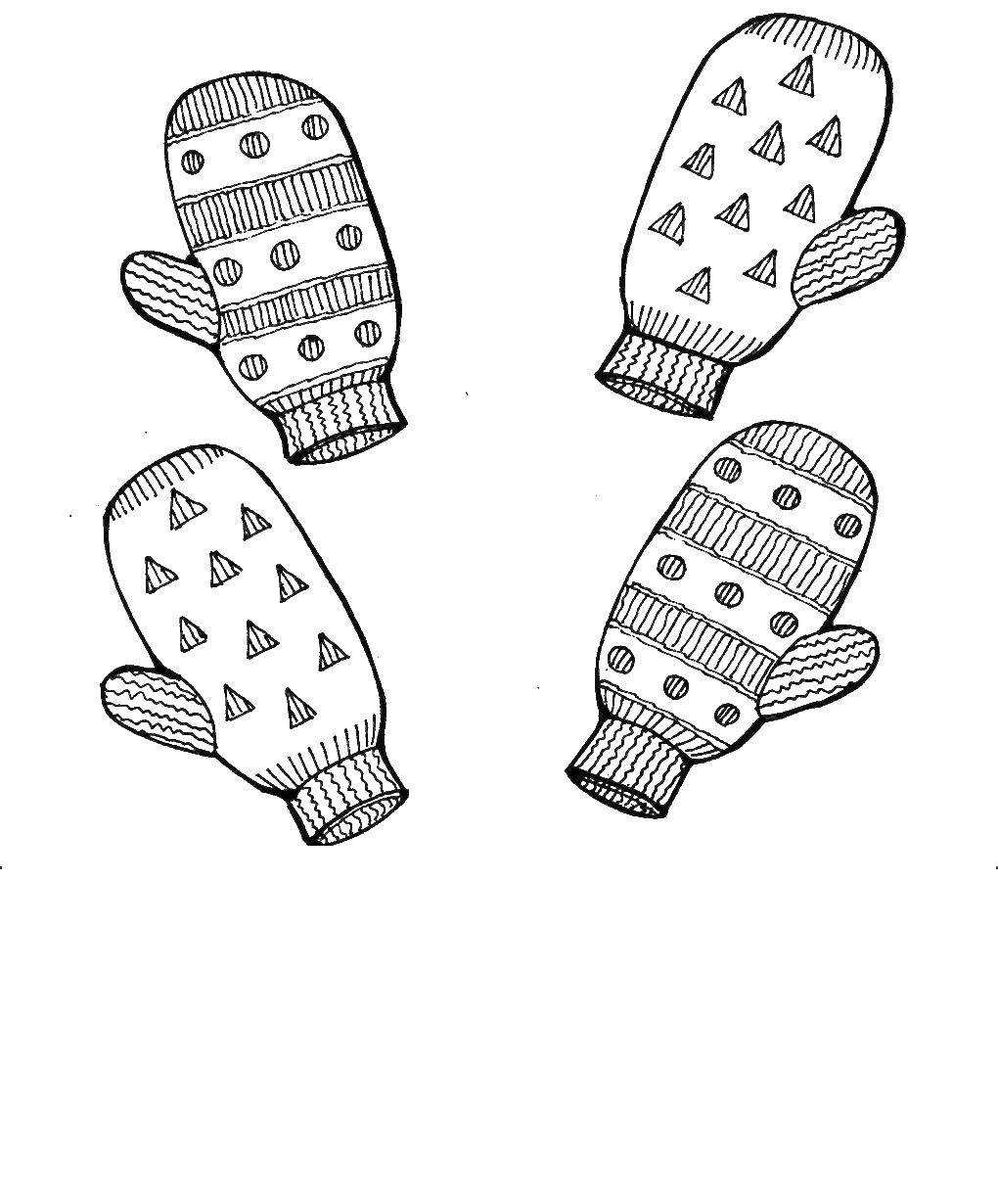 Coloring Mittens with geometric pattern. Category Clothing. Tags:  Clothing, mittens, geometric patterns.