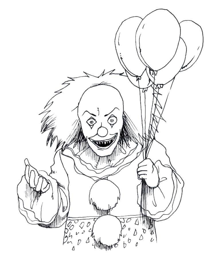 Coloring Evil clown. Category Halloween. Tags:  Clown, circus, anger.