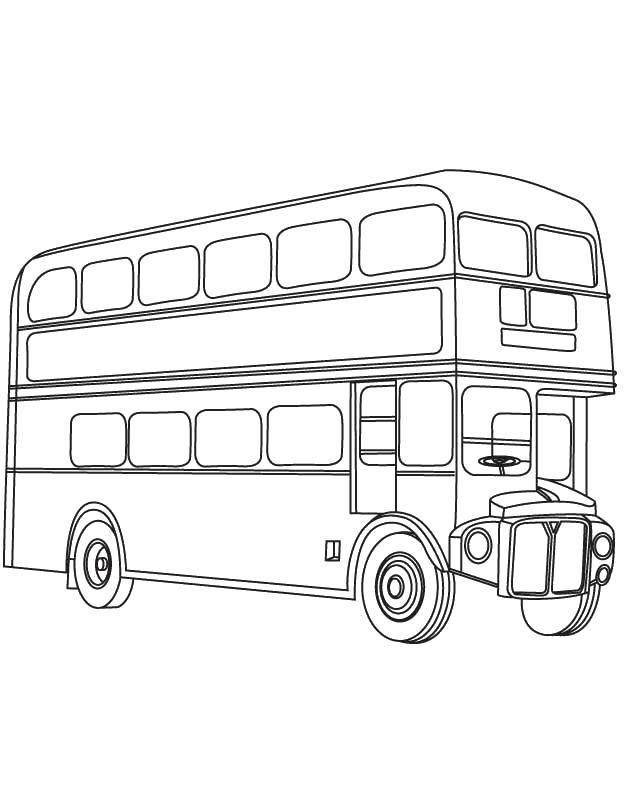 Розмальовки  Двоповерховий автобус. Завантажити розмальовку Транспорт, автобус.  Роздрукувати ,транспорт,
