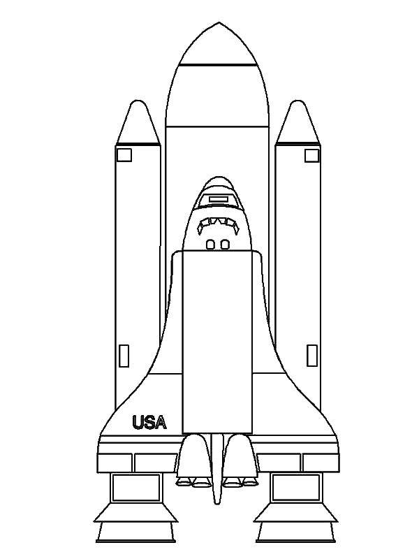 Розмальовки  Космічний корабель сша. Завантажити розмальовку Космос ракета, зірки.  Роздрукувати ,ракети,
