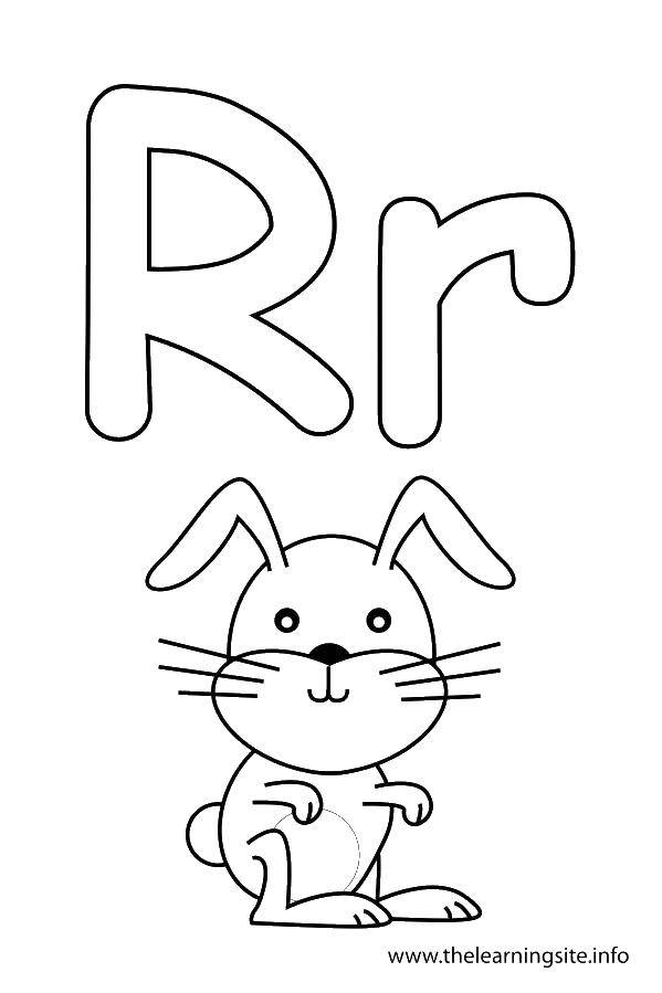 Розмальовки  Кролик до. Завантажити розмальовку Алфавіт, букви, слова.  Роздрукувати ,Англійська,