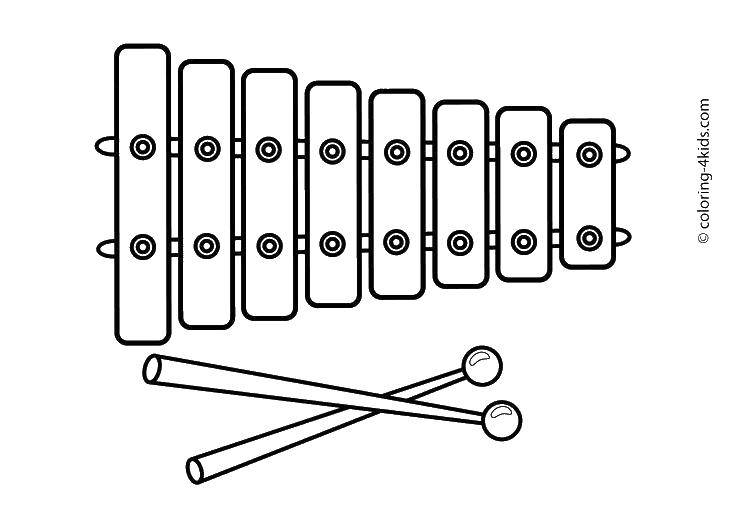 Опис: розмальовки  Ксилофон. Категорія: музичні інструменти. Теги:  Музика, інструмент, музикант, ксилофон.