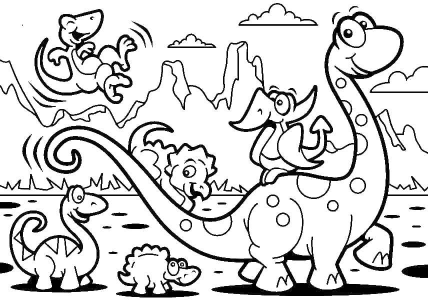 Опис: розмальовки  Малюки динозаври. Категорія: парк юрського періоду. Теги:  динозаври, малюки.