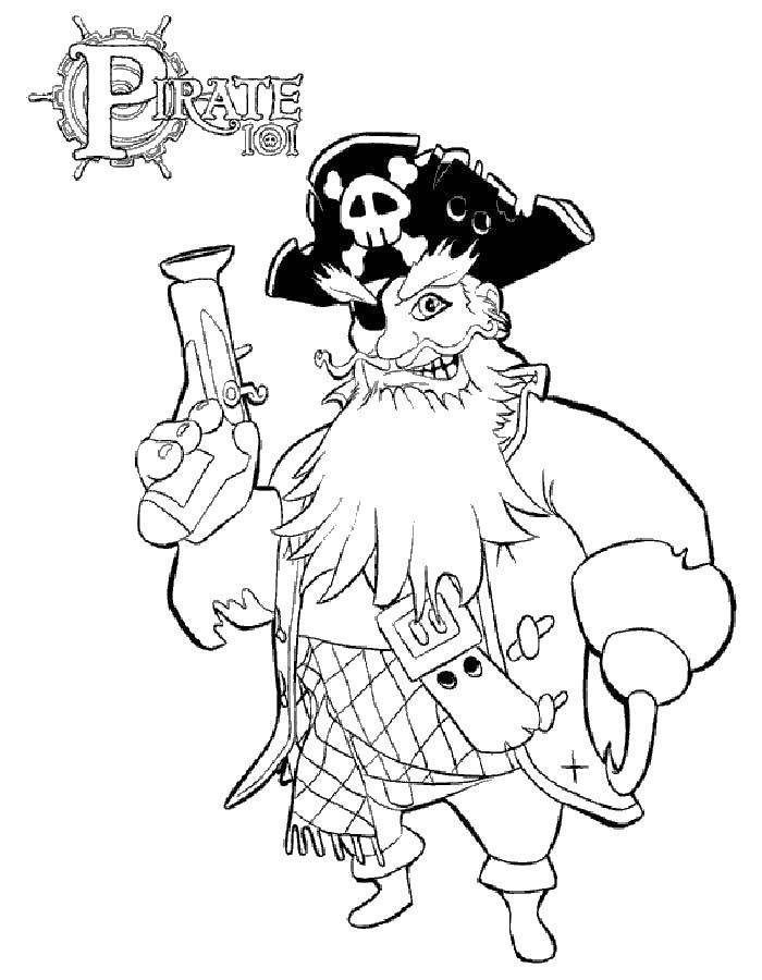 Розмальовки  Пірат з рушницею. Завантажити розмальовку пірат.  Роздрукувати ,пірати,