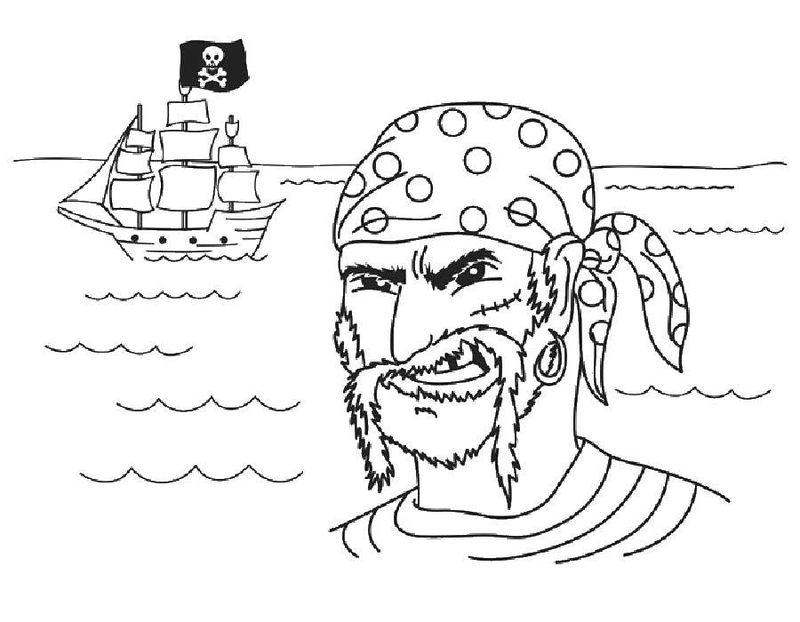 Розмальовки  Пірат бондане. Завантажити розмальовку пірати.  Роздрукувати ,пірати,