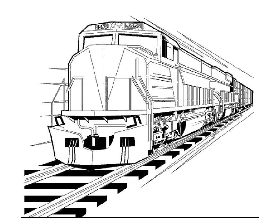 Розмальовки  Рейки і поїзд. Завантажити розмальовку Потяг, рейки.  Роздрукувати ,поїзд,