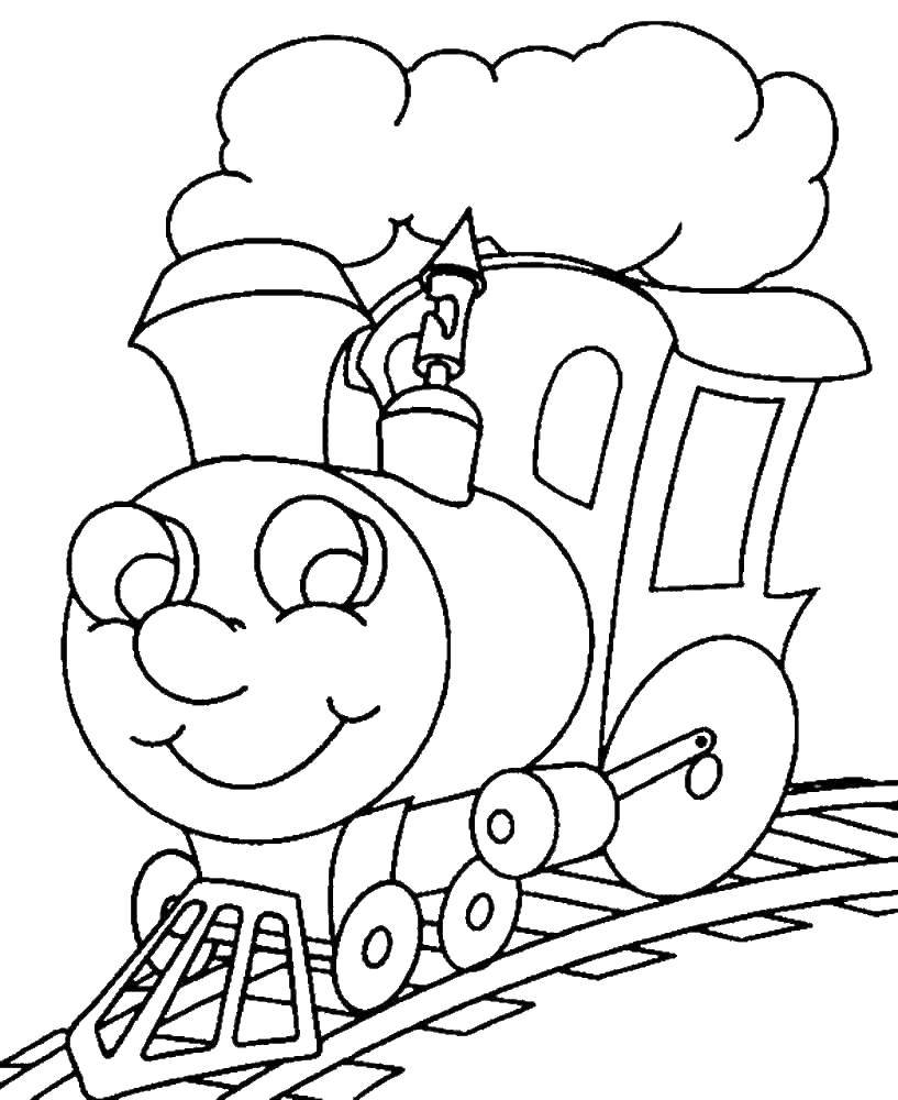 Опис: розмальовки  Щасливий потяг. Категорія: поїзд. Теги:  Потяг, рейки.