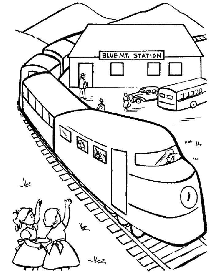 Опис: розмальовки  Станція. Категорія: поїзд. Теги:  Потяг, рейки.