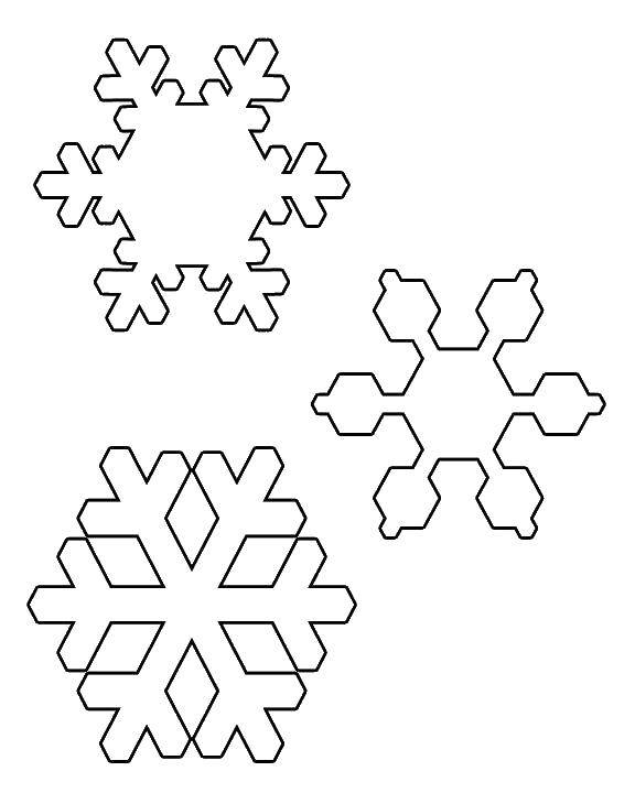 Розмальовки  Вирізаємо сніжинку. Завантажити розмальовку Сніжинки, сніг, зима.  Роздрукувати ,Контур сніжинки,