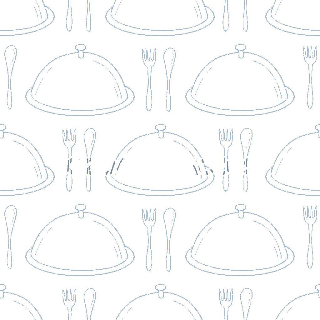 Coloring Dish with fork and spoon. Category dishes. Tags:  saucer, fork, spoon.