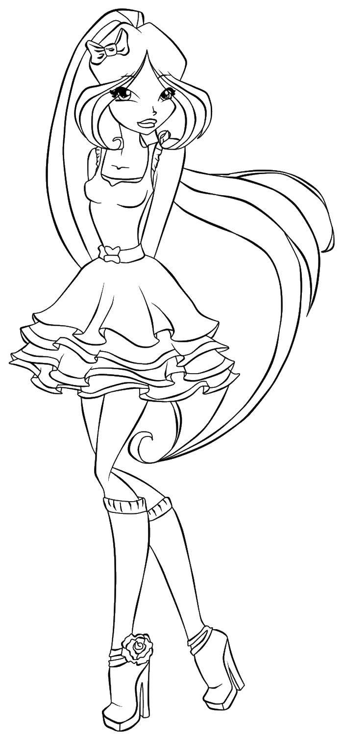 Coloring Flora on the heels. Category fairies. Tags:  Character cartoon, Winx.